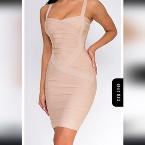 Elegant Beige Bandage Dress